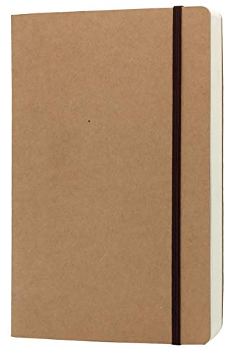 Leeres Notizbuch, A5, 14 x 21 cm harter Krafteinband, Skizzenbuch mit elastischem Verschluss, 80 Blatt/160 Seiten, dickes 100 g/m²-Papier, ideal zum Skizzieren, Schreiben und Tagebuch-Nachfüllen von CooLeathor