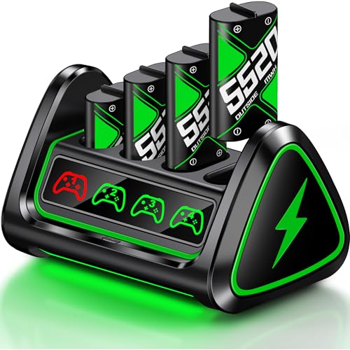 Controller Akku für Xbox mit 4 X 5220 mWh Akkupack Wiederaufladbar für Xbox One/Xbox Series X/S, Akku für Xbox One Controller-Ladestation mit Touch Schalter und USB Ladeanschluss, Akkupack für Xbox Controller Akku für Xbox mit 4 X 5220 mWh Akkupack Wiederaufladbar für Xbox One/Xbox Series X/S, Akku für Xbox One Controller-Ladestation mit Touch Schalter und USB Ladeanschluss, Akkupack für Xbox von Coogamefly