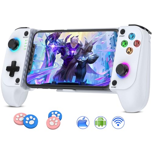 Handy Controller, Bluetooth Controller für Mobiltelefone mit Hall Effekt Joystick ohne Totzonen, Handy Game Controller für iPhone mit Turbo für PS Remote Play/Xbox Cloud,Weiß Handy Controller, Bluetooth Controller für Mobiltelefone mit Hall Effekt Joystick ohne Totzonen, Handy Game Controller für iPhone mit Turbo für PS Remote Play/Xbox Cloud,Weiß von Coogamefly