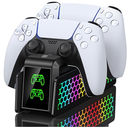 PS5 Controller Ladestation, PS5 Zubehör Ladestation für Dualsense Controllers, 3 Std Schnelllade Charging Station für Playstation 5, Playstation 5 Ladestations Controller mit RGB Lichteffekte PS5 Controller Ladestation, PS5 Zubehör Ladestation für Dualsense Controllers, 3 Std Schnelllade Charging Station für Playstation 5, Playstation 5 Ladestations Controller mit RGB Lichteffekte von Coogamefly