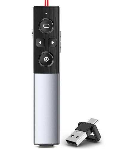 USB C Presenter, 2 in 1 USB und Typ-C-Empfänger Pointer für Präsentationen mit Lautstärke Erhöhen Verringern und Hyperlink Wiederaufladbare 2.4 GHz Kabellos Presentation Pointer für Windows/PPT USB C Presenter, 2 in 1 USB und Typ-C-Empfänger Pointer für Präsentationen mit Lautstärke Erhöhen Verringern und Hyperlink Wiederaufladbare 2.4 GHz Kabellos Presentation Pointer für Windows/PPT von Coogamefly