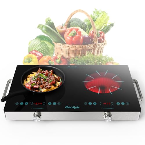 Glaskeramikkocheld 2 Zonen mit Stecker, Cooksir 56CM Tragbarer Kochfeld Autark mit Griff, 230V, 3200W, Doppel Herdplatten Keramikkochfeld, Temperaturstufenschaltung, Sicherheitssperre, Timer, Grün Glaskeramikkocheld 2 Zonen mit Stecker, Cooksir 56CM Tragbarer Kochfeld Autark mit Griff, 230V, 3200W, Doppel Herdplatten Keramikkochfeld, Temperaturstufenschaltung, Sicherheitssperre, Timer, Grün von Cooksir