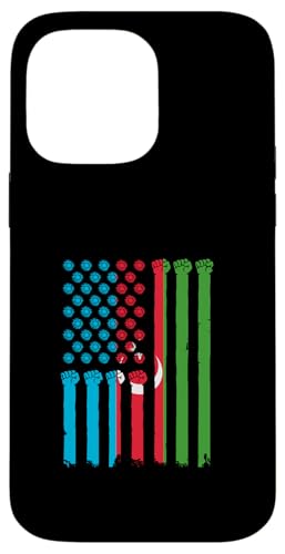 Aserbaidschan-Flagge USA amerikanische Flagge aserbaidschanische Wurzeln Hülle für iPhone 14 Pro Max von Cool Azerbaijani Roots Azerbaijan