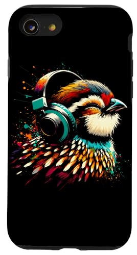 Hülle für iPhone SE (2020) / 7 / 8 Coole Wachtelkunst für Musikliebhaber Weihnachten Geburtstag von Cool Birds Enjoy Music Illustration Art Store