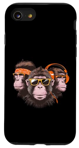 Coole Funky Monkeys mit Kopfhörern Hülle für iPhone SE (2020) / 7 / 8 von Cool Funky Music Monkeys Hip