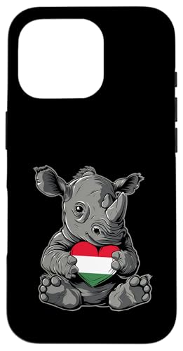 Ungarische Flagge Nilpferd Herz Ungarischer Stolz Ungarn Hülle für iPhone 16 Pro von Cool Hungarian Roots Hungary