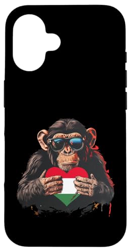Ungarische Wurzeln Ungarn Flagge Affe Herz Ungarischer Stolz Hülle für iPhone 16 von Cool Hungarian Roots Hungary