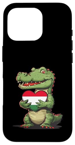 Ungarn Alligator Herz Ungarische Wurzeln Ungarische Flagge Hülle für iPhone 16 Pro von Cool Hungarian Roots Hungary