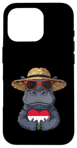Ungarn Nilpferd Nashorn Sonnenbrille Sommer ungarische Flagge Herz Hülle für iPhone 16 Pro von Cool Hungarian Roots Hungary