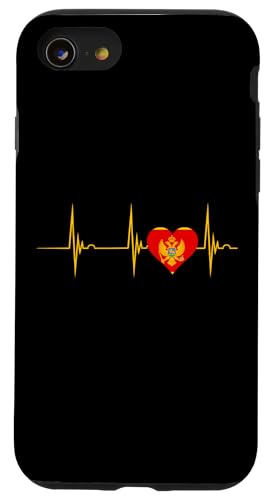 Montenegro Flagge Herzschlag EKG Puls Herz Montenegro Wurzeln Hülle für iPhone SE (2020) / 7 / 8 von Cool Montenegrin Roots Montenegro