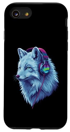 Arctic Wolf With Headphones Colorful Audio Vibe Design Hülle für iPhone SE (2020) / 7 / 8 von Cool Music Lover Design With Headphones