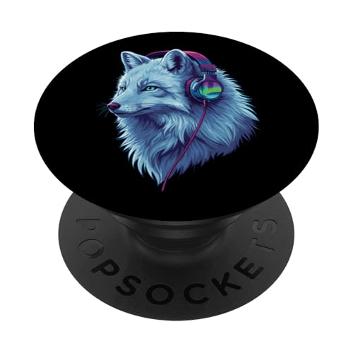 Arctic Wolf With Headphones Colorful Audio Vibe Design PopSockets Klebender PopGrip Arctic Wolf With Headphones Colorful Audio Vibe Design PopSockets Klebender PopGrip von Cool Music Lover Design With Headphones