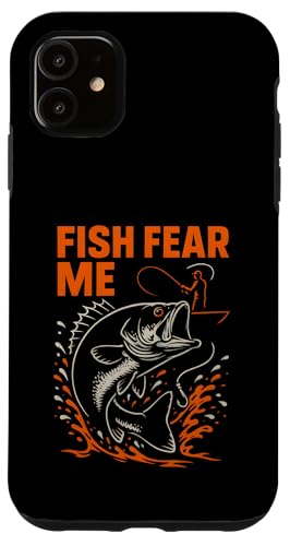 Barsch Angeln Fisch Fear Me Vintage Jungen Lustig Angeln Hülle für iPhone 11 von Cool Papa - Bass Fishing Gear