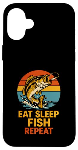 Barschangeln Eat Sleep Fish Repeat Cool Boys Funny Fishing Hülle für iPhone 16 Plus von Cool Papa - Bass Fishing Gear