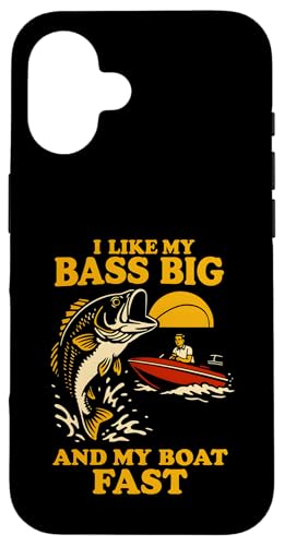 Bass Fishing Big Bass Fast Boat Vintage Herren Lustig Angeln Hülle für iPhone 16 von Cool Papa - Bass Fishing Gear