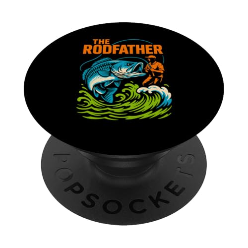 Bass Fishing The Rodfather Lustiges Angeln für Jungen im Vintage-Stil PopSockets Klebender PopGrip von Cool Papa - Bass Fishing Gear