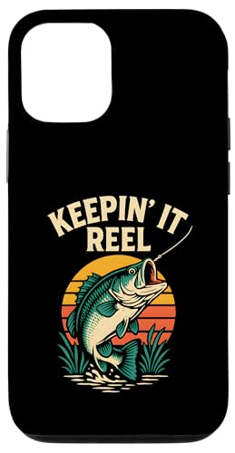 Keepin' It Reel Funny Herren Vintage Big Mouth Bass Angeln Hülle für iPhone 12/12 Pro von Cool Papa - Bass Fishing Gear