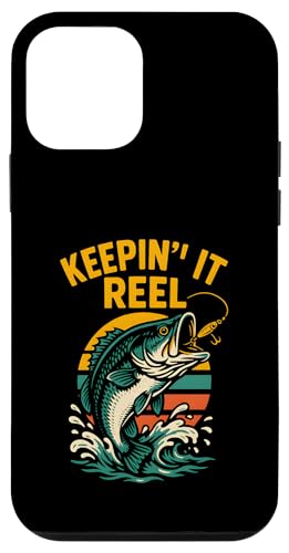 Keepin' It Reel Funny Herren Vintage Big Mouth Bass Angeln Hülle für iPhone 12 mini von Cool Papa - Bass Fishing Gear
