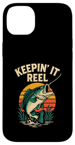 Keepin' It Reel Funny Herren Vintage Big Mouth Bass Angeln Hülle für iPhone 14 Plus von Cool Papa - Bass Fishing Gear