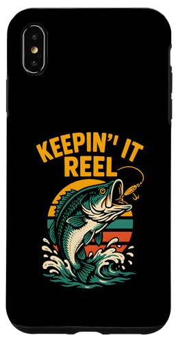 Keepin' It Reel Funny Herren Vintage Big Mouth Bass Angeln Hülle für iPhone XS Max von Cool Papa - Bass Fishing Gear