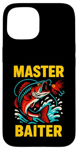 Master Baiter Funny Herren Vintage Big Mouth Bass Angeln Hülle für iPhone 15 von Cool Papa - Bass Fishing Gear
