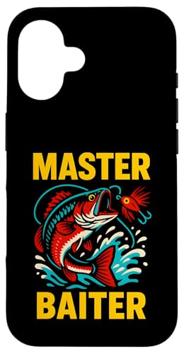 Master Baiter Funny Herren Vintage Big Mouth Bass Angeln Hülle für iPhone 16 von Cool Papa - Bass Fishing Gear