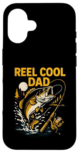 Reel Cool Dad Funny Herren Vintage Big Mouth Bass Angeln Hülle für iPhone 16 von Cool Papa - Bass Fishing Gear