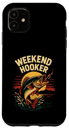Weekend Hooker Funny Herren Vintage Big Mouth Bass Angeln Hülle für iPhone 11 von Cool Papa - Bass Fishing Gear