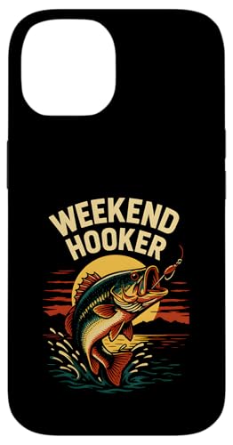 Weekend Hooker Funny Herren Vintage Big Mouth Bass Angeln Hülle für iPhone 14 von Cool Papa - Bass Fishing Gear
