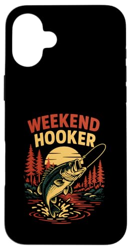 Weekend Hooker Funny Herren Vintage Big Mouth Bass Angeln Hülle für iPhone 16 Plus von Cool Papa - Bass Fishing Gear