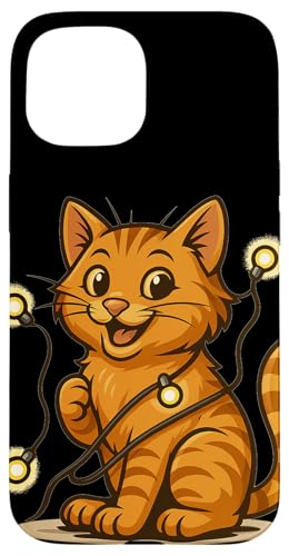 Lustige Katze mit Lichterkette Kostüm Hülle für iPhone 15 Lustige Katze mit Lichterkette Kostüm Hülle für iPhone 15 von Cool String Lights