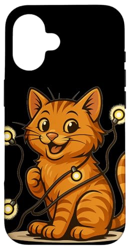 Lustige Katze mit Lichterkette Kostüm Hülle für iPhone 16 Lustige Katze mit Lichterkette Kostüm Hülle für iPhone 16 von Cool String Lights