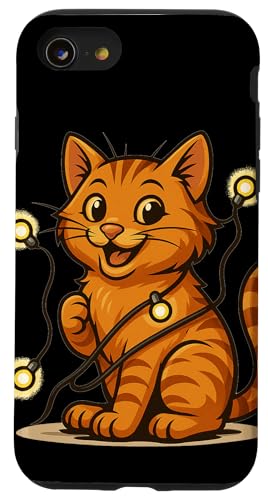 Lustige Katze mit Lichterkette Kostüm Hülle für iPhone SE (2020) / 7 / 8 von Cool String Lights