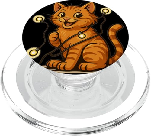 Lustige Katze mit Lichterkette Kostüm PopSockets PopGrip für MagSafe Lustige Katze mit Lichterkette Kostüm PopSockets PopGrip für MagSafe von Cool String Lights