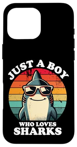 Just A Boy Who Loves Sharks Lustiger Retro-Kinder-Hailiebhaber Hülle für iPhone 16 Pro Max Just A Boy Who Loves Sharks Lustiger Retro-Kinder-Hailiebhaber Hülle für iPhone 16 Pro Max von Cool Tees