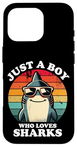 Just A Boy Who Loves Sharks Lustiger Retro-Kinder-Hailiebhaber Hülle für iPhone 16 Pro Just A Boy Who Loves Sharks Lustiger Retro-Kinder-Hailiebhaber Hülle für iPhone 16 Pro von Cool Tees