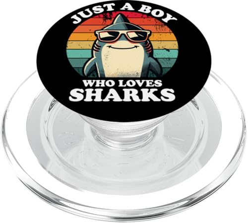 Just A Boy Who Loves Sharks Lustiger Retro-Kinder-Hailiebhaber PopSockets PopGrip für MagSafe Just A Boy Who Loves Sharks Lustiger Retro-Kinder-Hailiebhaber PopSockets PopGrip für MagSafe von Cool Tees