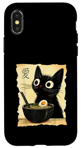 Lustiges Katzen-T-Shirt mit Ramen-Grafik, japanische Kawaii-Anime-Katze Hülle für iPhone X/XS von Cool Tees