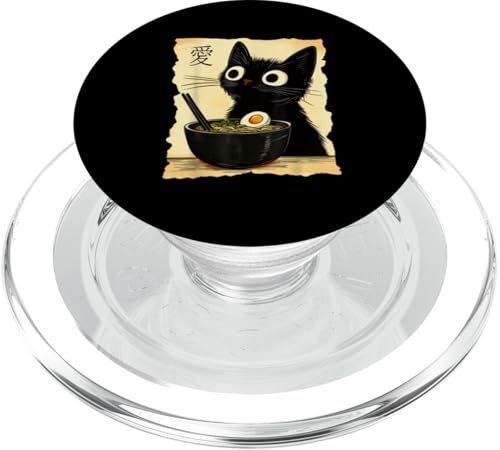 Lustiges Katzen-T-Shirt mit Ramen-Grafik, japanische Kawaii-Anime-Katze PopSockets PopGrip für MagSafe von Cool Tees