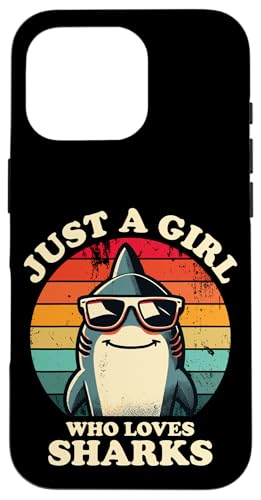 Nur ein Mädchen, das Haie liebt Lustiger Retro-Kinder-Hailiebhaber Hülle für iPhone 16 Pro von Cool Tees