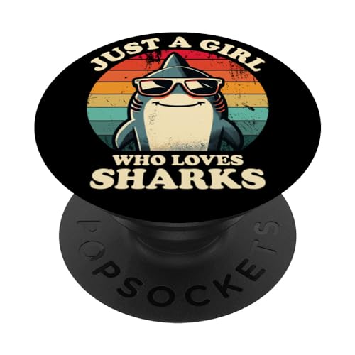 Nur ein Mädchen, das Haie liebt Lustiger Retro-Kinder-Hailiebhaber PopSockets Klebender PopGrip Nur ein Mädchen, das Haie liebt Lustiger Retro-Kinder-Hailiebhaber PopSockets Klebender PopGrip von Cool Tees