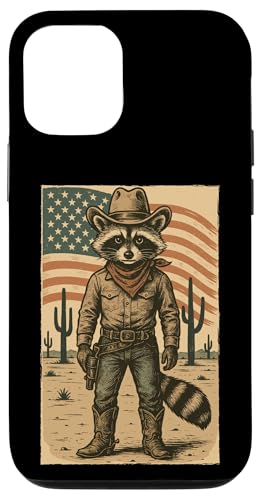 Retro Cowboy Waschbär USA Flagge Lustig Western 4. Juli Waschbär Hülle für iPhone 12/12 Pro von Cool Tees