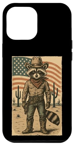 Retro Cowboy Waschbär USA Flagge Lustig Western 4. Juli Waschbär Hülle für iPhone 12 Pro Max von Cool Tees