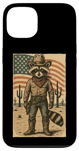 Retro Cowboy Waschbär USA Flagge Lustig Western 4. Juli Waschbär Hülle für iPhone 13 von Cool Tees
