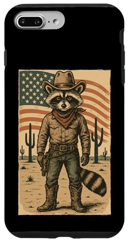 Retro Cowboy Waschbär USA Flagge Lustig Western 4. Juli Waschbär Hülle für iPhone 7 Plus/8 Plus von Cool Tees