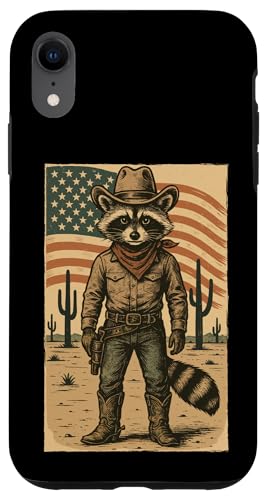 Retro Cowboy Waschbär USA Flagge Lustig Western 4. Juli Waschbär Hülle für iPhone XR Retro Cowboy Waschbär USA Flagge Lustig Western 4. Juli Waschbär Hülle für iPhone XR von Cool Tees