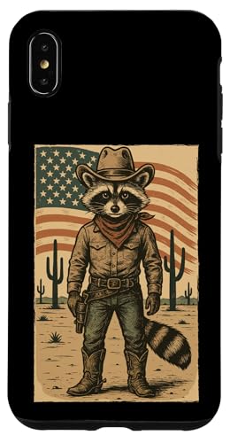Retro Cowboy Waschbär USA Flagge Lustig Western 4. Juli Waschbär Hülle für iPhone XS Max von Cool Tees