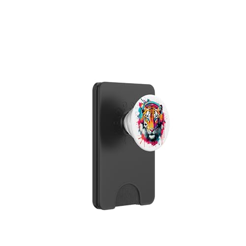 Bunte DJ Tiger Kopfhörer Musik Tiger Liebhaber Grafik PopSockets PopWallet für MagSafe von Cool Tiger Graphic Design Co.