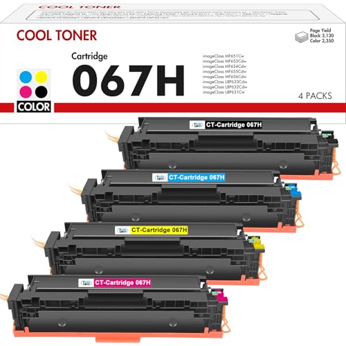067H 067 Toner Cartridge Set: Kompatible für Canon 067H 067 i-SENSYS MF657Cdw MF655Cdw MF651Cw LBP631Cw LBP632Cdw LBP633Cdw MF656Cdw MF653Cdw MF654Cdw 4 Packs ( Schwarz Cyan Gelb Magenta ) von Cool Toner