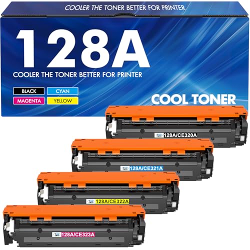 128A CE320A Toner Kompatibel für HP 128A CE320A CE321A CE322A CE323A Laserjet Pro CM1415fn Color MFP CP1525 CP1525nw CP1525n CM1415 CM1415fnw Schwarz Cyan Magenta Gelb 4er-Pack von Cool Toner